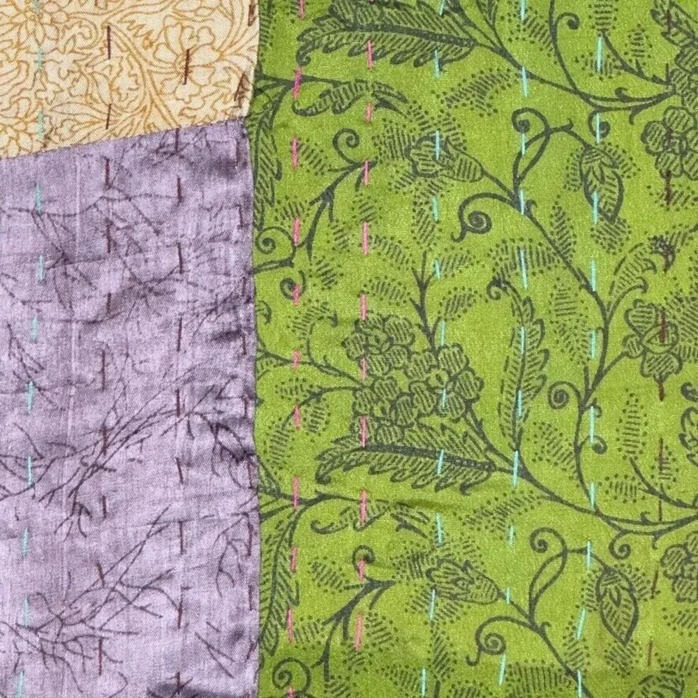 Hand Stitched Quilt Blanket Patchwork Multicolor Rust‎ Fall Tones 59